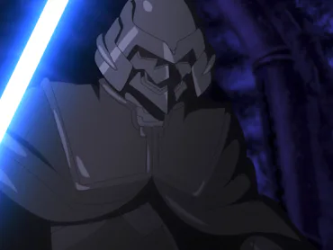 Nawaam, wielding a blue lightsaber in 'The Ninth Jedi.'