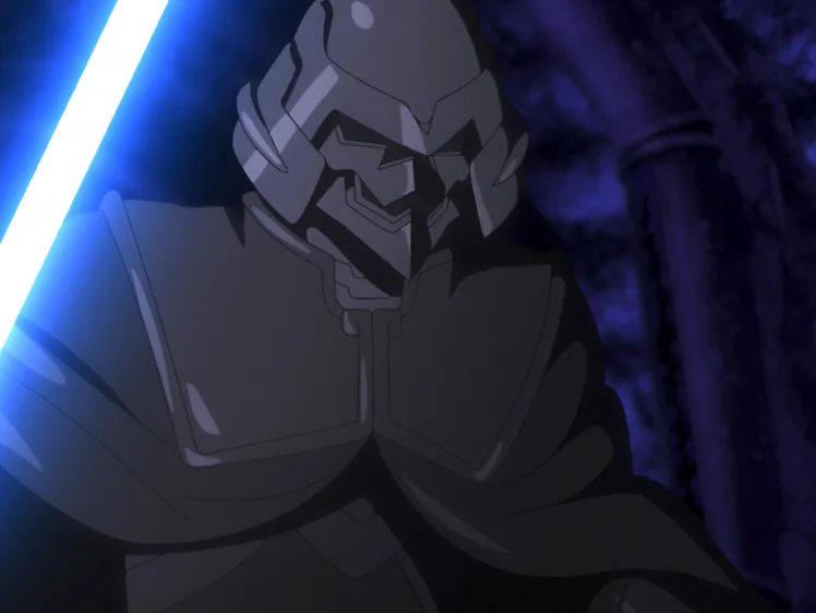 Nawaam, wielding a blue lightsaber in 'The Ninth Jedi.'