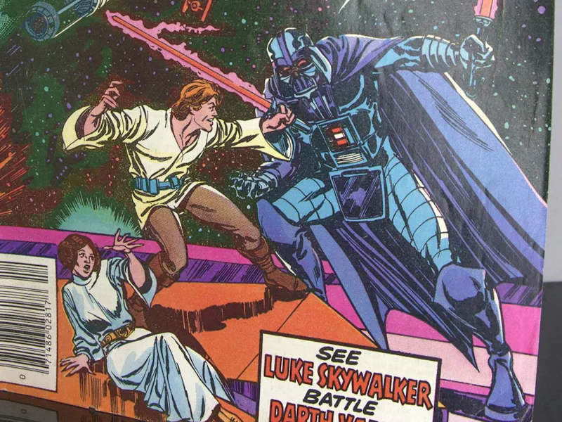 A detail of a 1977 Star Wars comic book.