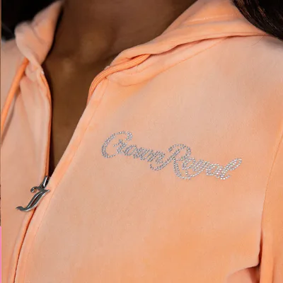 PEACH ORANGE BIG BLING VELOUR HOODIE