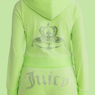 APPLE GREEN BIG BLING VELOUR HOODIE