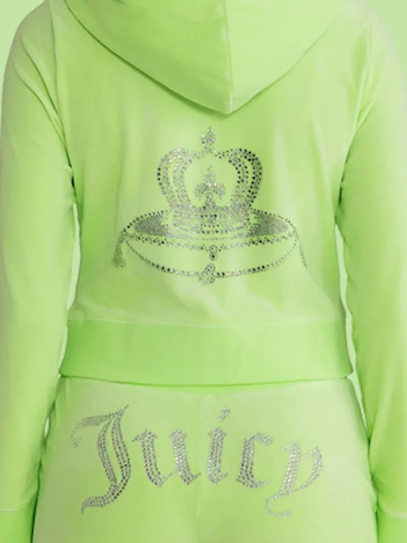 APPLE GREEN BIG BLING VELOUR HOODIE