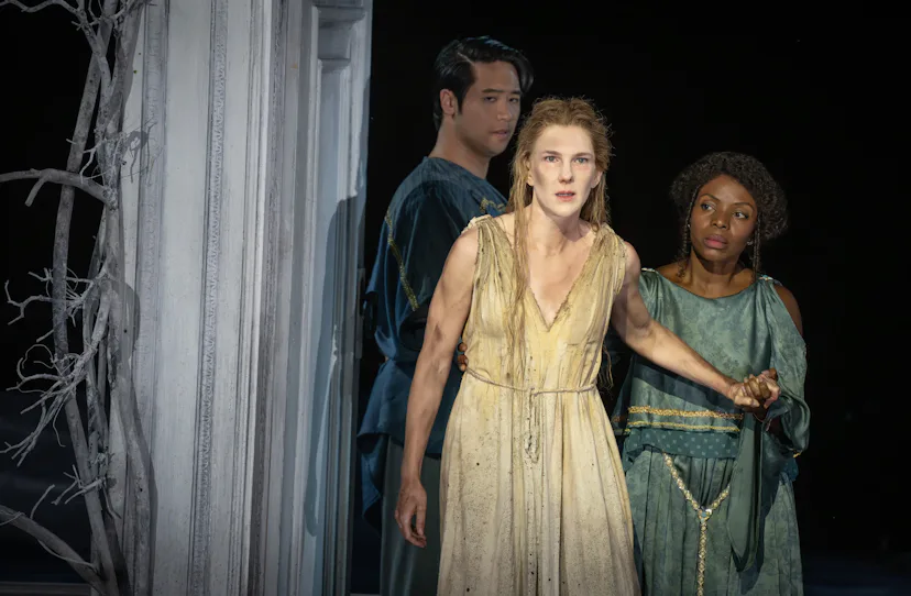 Lily Rabe with Michael Thanh Tran and Marsha Stephanie Blake in the Free Shakespeare in the Park pro...