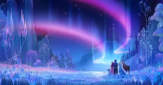 frozen 3 concept art showing the main characters looking out over a snowy landscape