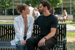 Lili Reinhart and Tom Bateman in The Love Hypothesis. Photo via Prime Video