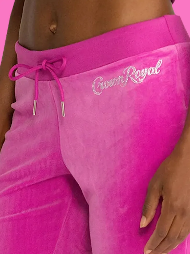 BLACKBERRY PINK BIG BLING VELOUR TRACK PANTS