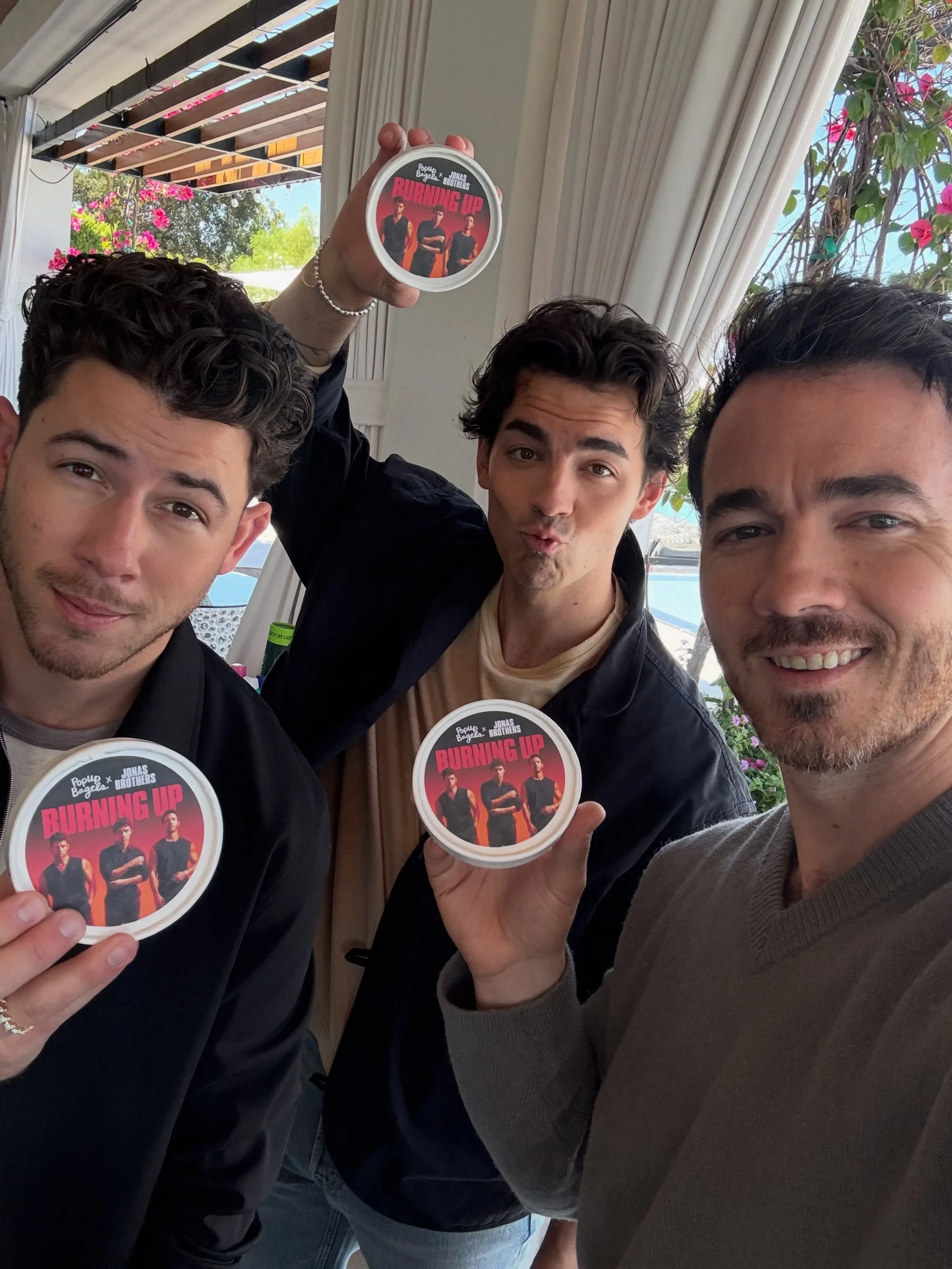 I tried the Jonas Brothers PopUp Bagels schmear. 
