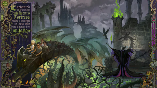Concept art of the new Maleficent coaster coming soon to Disney's Magic Kindgom's Villains Land