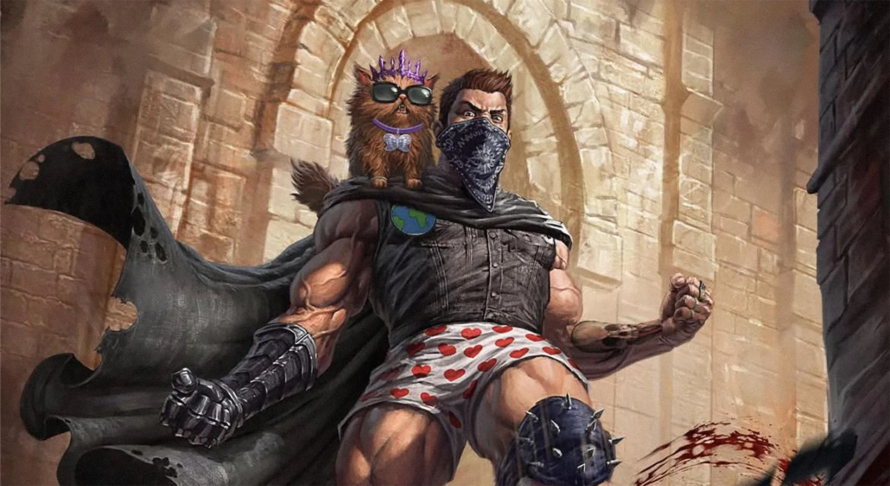 Carl in promotional art from Renegade's Dungeon Crawler Carl tabletop role-playing game