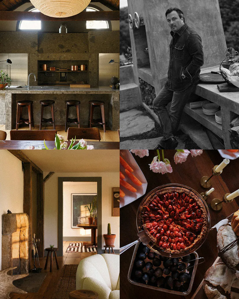 Clockwise from left: The kitchen of Yann Nury and his wife Grace Douglas's Pound Ridge home; Chef Ya...