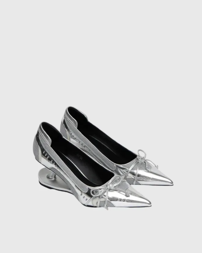 Avah Splicing Bow Sneaker Heels