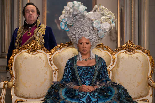 Brimsley and Queen Charlotte in Bridgerton. Photo via Netflix