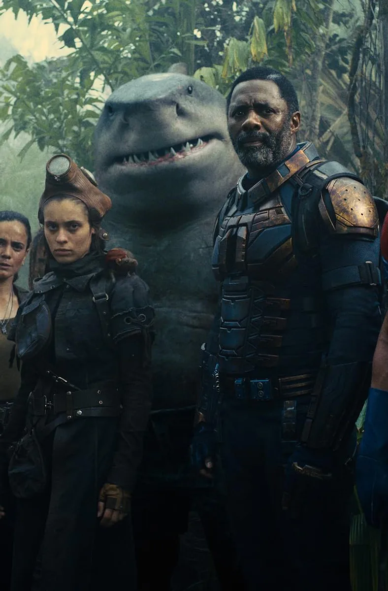 Joel Kinnaman, Alice Braga, Daniela Melchior, Idris Elba, and John Cena in The Suicide Squad