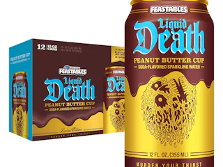 Liquid Death x MrBeast's Feastables Peanut Butter Cup Collab