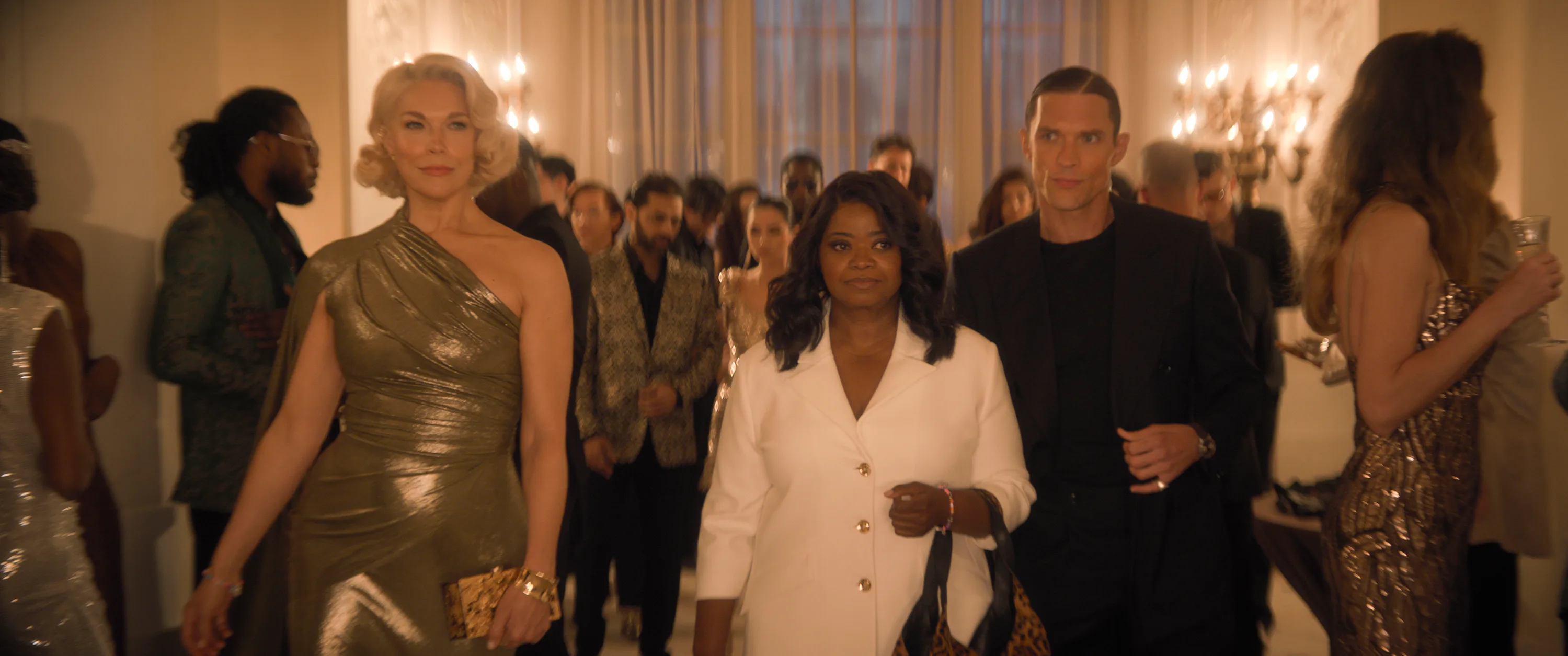 Hannah Waddingham, Octavia Spencer, and Ed Skrein in 'Ride or Die.'