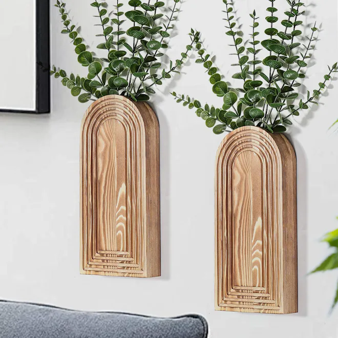 Dnnnii Wooden Wall Vase Set (2-Pack)