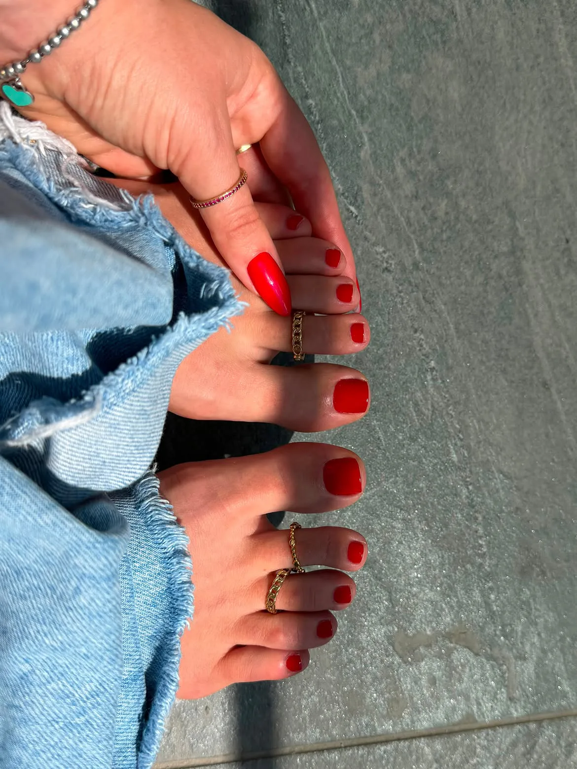 toe rings and pedicures
