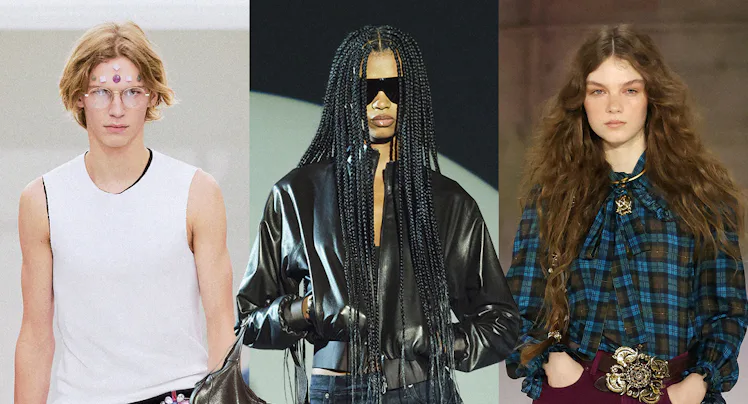 From left: Looks from Celine, Gucci, and Chloé.