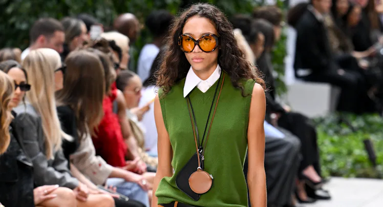 Model on the runway at the Michael Kors fashion show as a part of RTW Spring/Summer 2027 on Septembe...