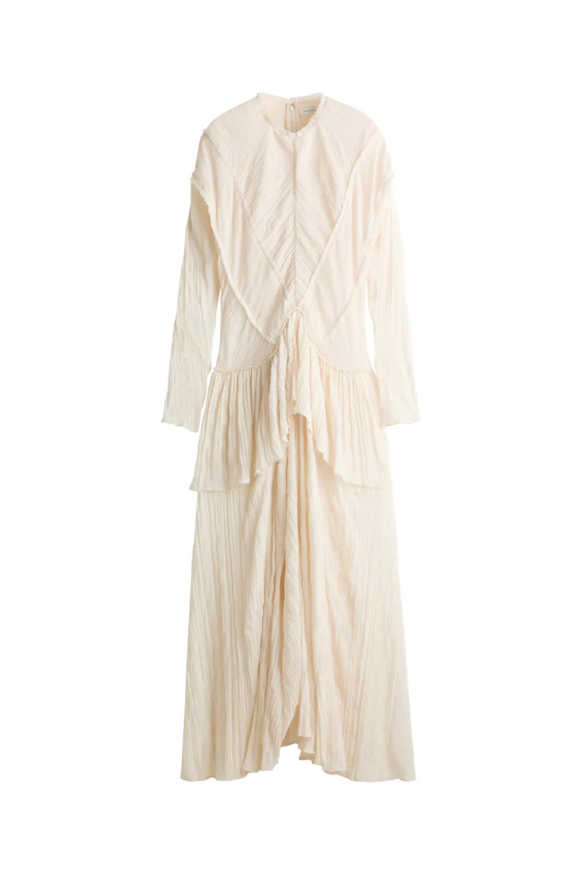 Crinkled Ruffle-Trimmed Dress