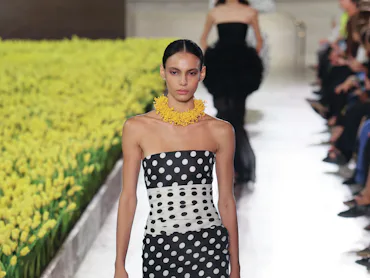 A model walks the runway at the Carolina Herrera fashion show during New York Fashion Week on Septem...