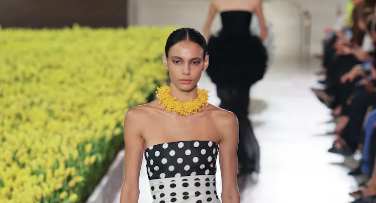 A model walks the runway at the Carolina Herrera fashion show during New York Fashion Week on Septem...
