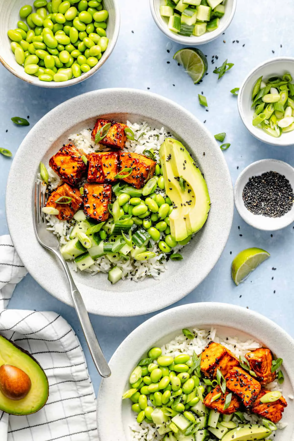 Gochujang Salmon Bowls in a story about healthy bowl dinner recipes.