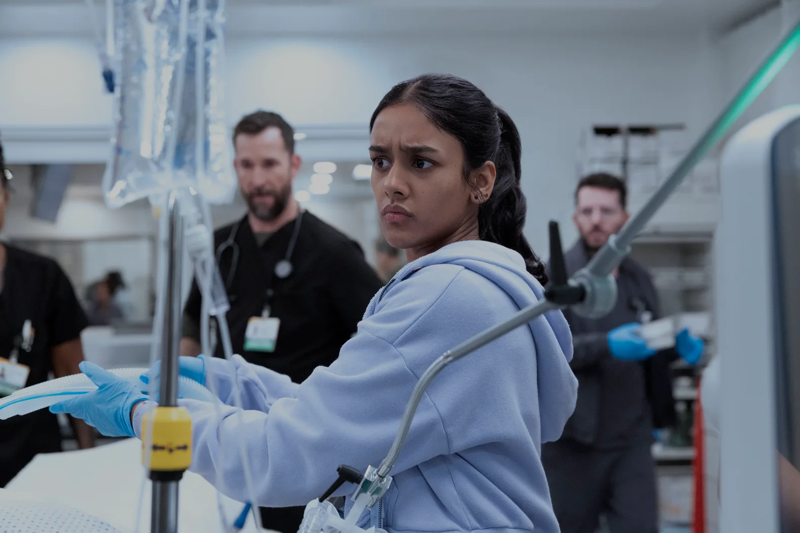 Shabana Azeez as Victoria Javadi on The Pitt. Photo via HBO Max