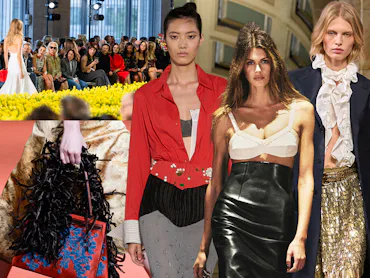 From top left: the Carolina Herrera show; Looks from Altuzarra, Khaite, Ralph Lauren; Zankov's debut...