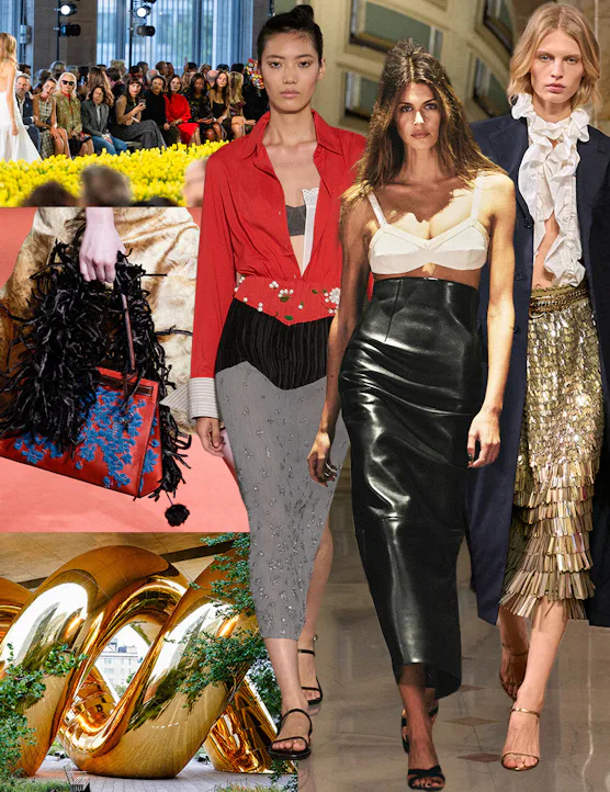 From top left: the Carolina Herrera show; Looks from Altuzarra, Khaite, Ralph Lauren; Zankov's debut...