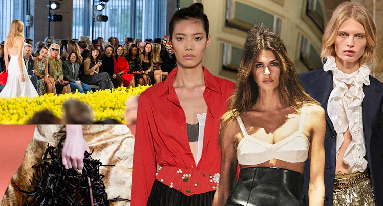 From top left: the Carolina Herrera show; Looks from Altuzarra, Khaite, Ralph Lauren; Zankov's debut...