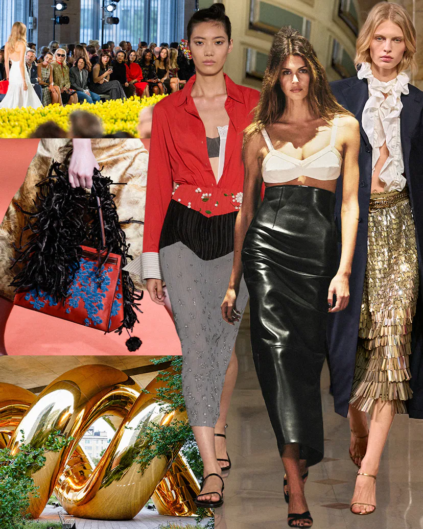 From top left: the Carolina Herrera show; Looks from Altuzarra, Khaite, Ralph Lauren; Zankov's debut...