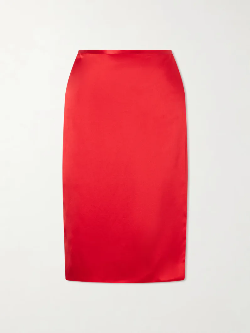 Rixa Satin Wrap Midi Skirt