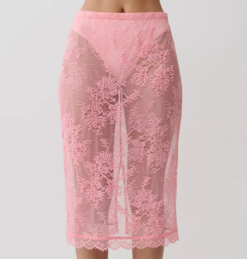 Marcelle Lace Midi Skirt in Pink