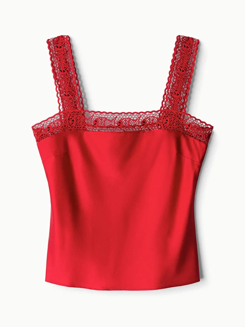 Veronica Silk Top in Tomato