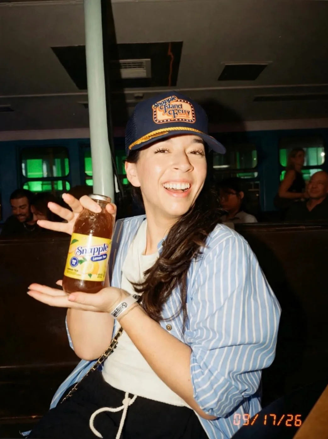 Kaitlin Cubria onboard Pete Davidson and Colin Jost's Snapple-branded Staten Island Ferry for their ...
