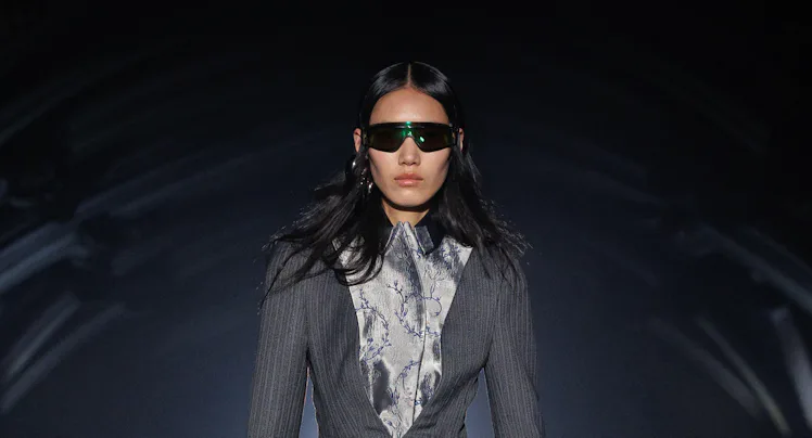 a look from mcqueen spring 2027 collection shown at london fashion week