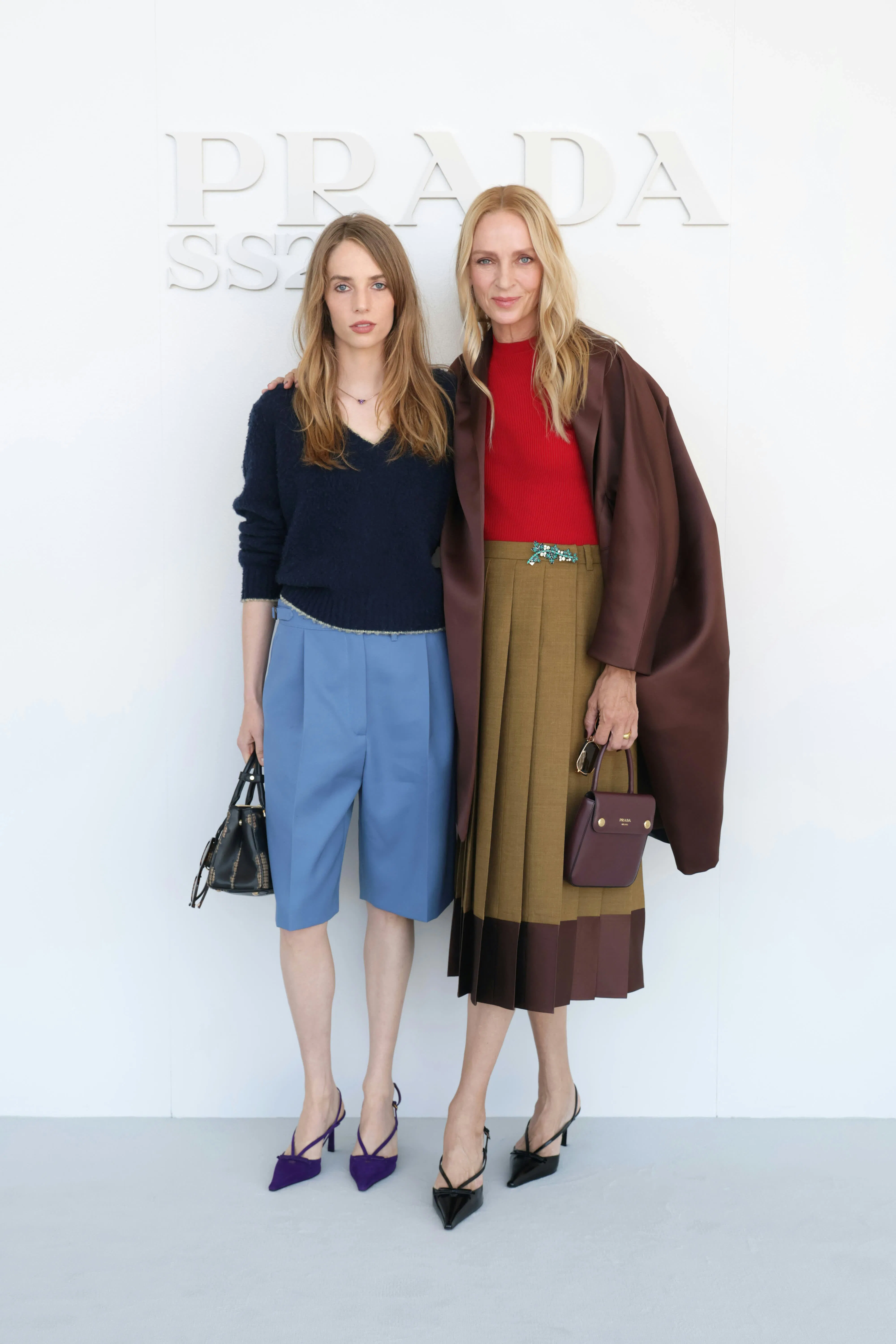 Uma Thurman & Maya Hawke Wear the Same Shoes for the Prada Show