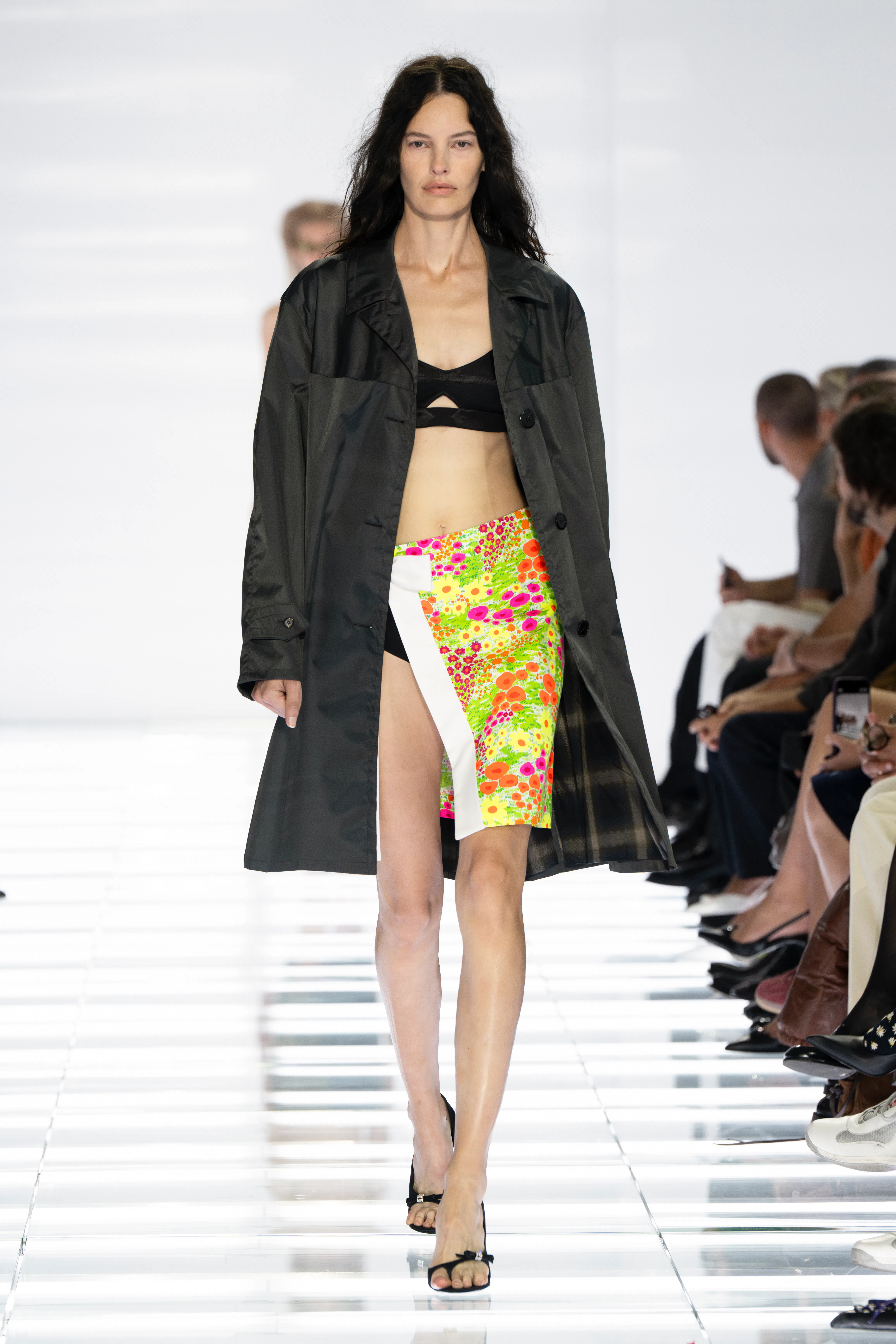 Model on the runway at the Prada fashion show as a part of Milan RTW Spring/Summer 2027 fashion week...