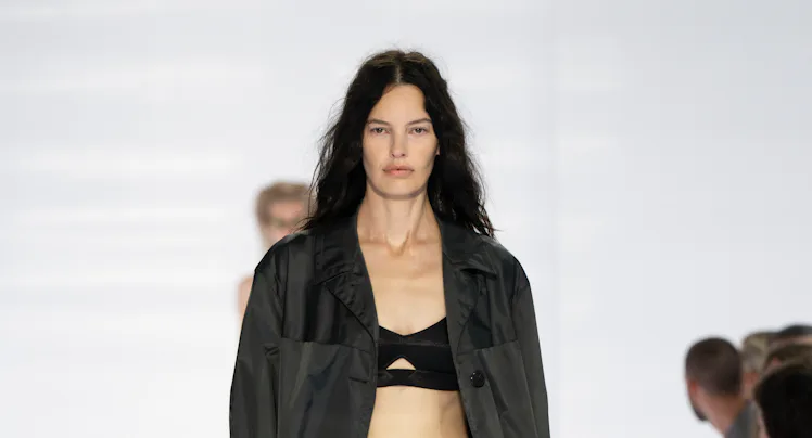 Model on the runway at the Prada fashion show as a part of Milan RTW Spring/Summer 2027 fashion week...