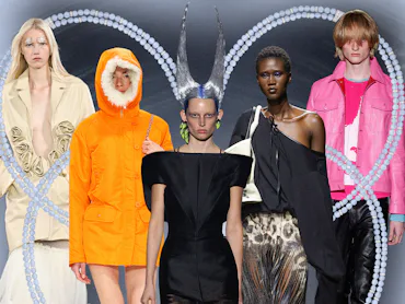 Collage of runway looks from London Fashion Week