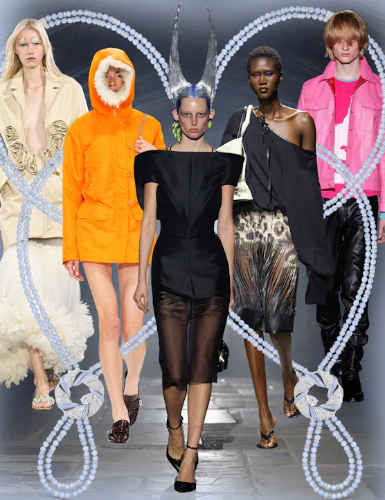 Collage of runway looks from London Fashion Week