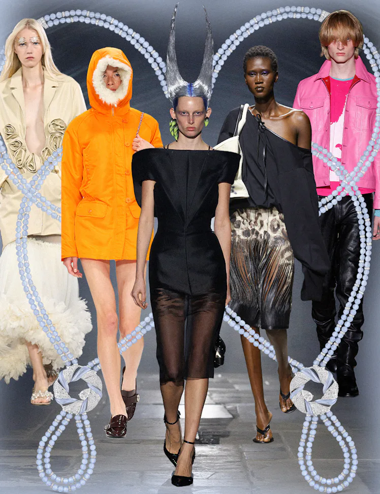 Collage of runway looks from London Fashion Week