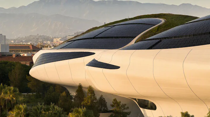 The façade of the Lucas Museum of Narrative Art