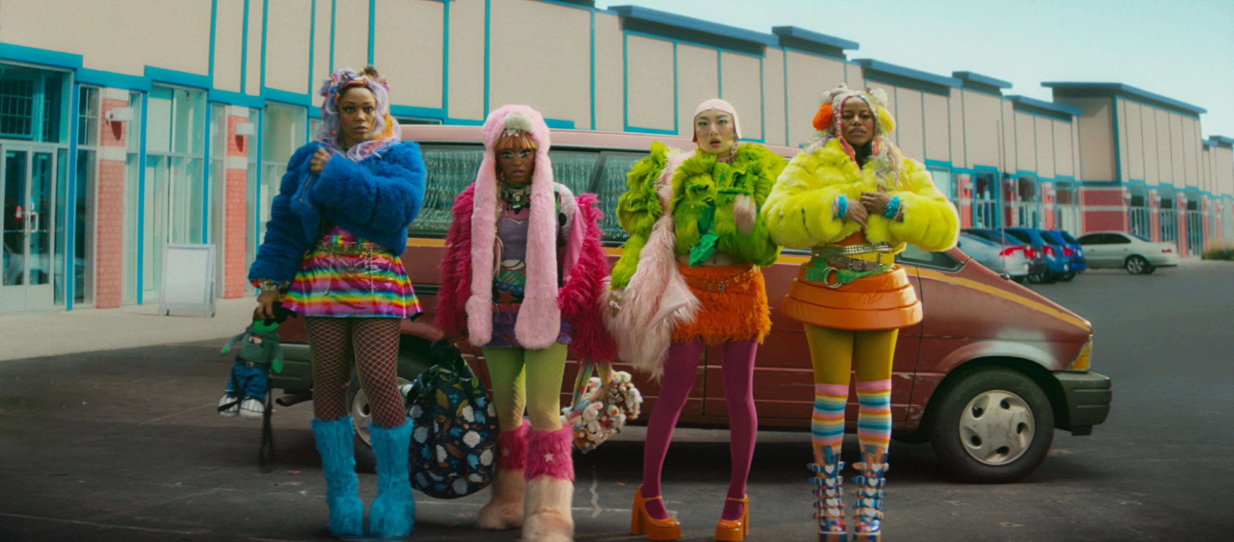 Naomi Ackie, Keke Palmer, Poppy Liu, and Taylour Paige in I Love Boosters