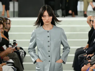 Model on the runway at the Jil Sander fashion show as a part of Milan RTW Spring/Summer 2027 fashion...