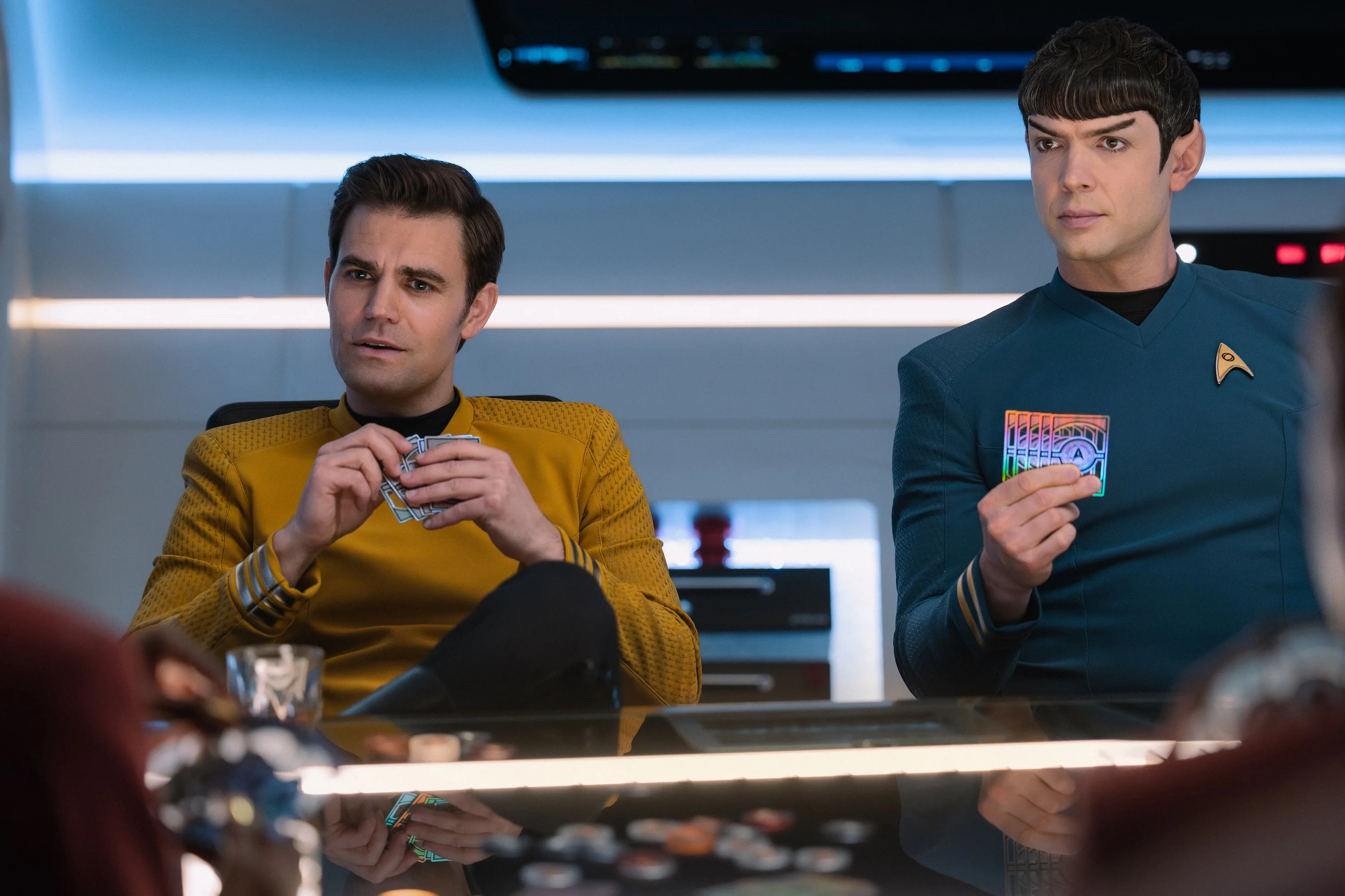 Kirk (Paul Wesley) and Spock (Ethan Peck) in 'Strange New Worlds' Season 4.