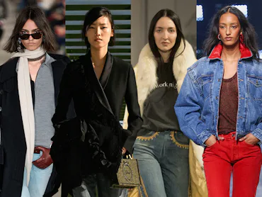 From left: Looks from 7 For All Mankind, Dior, Conner Ives, Isabel Marant