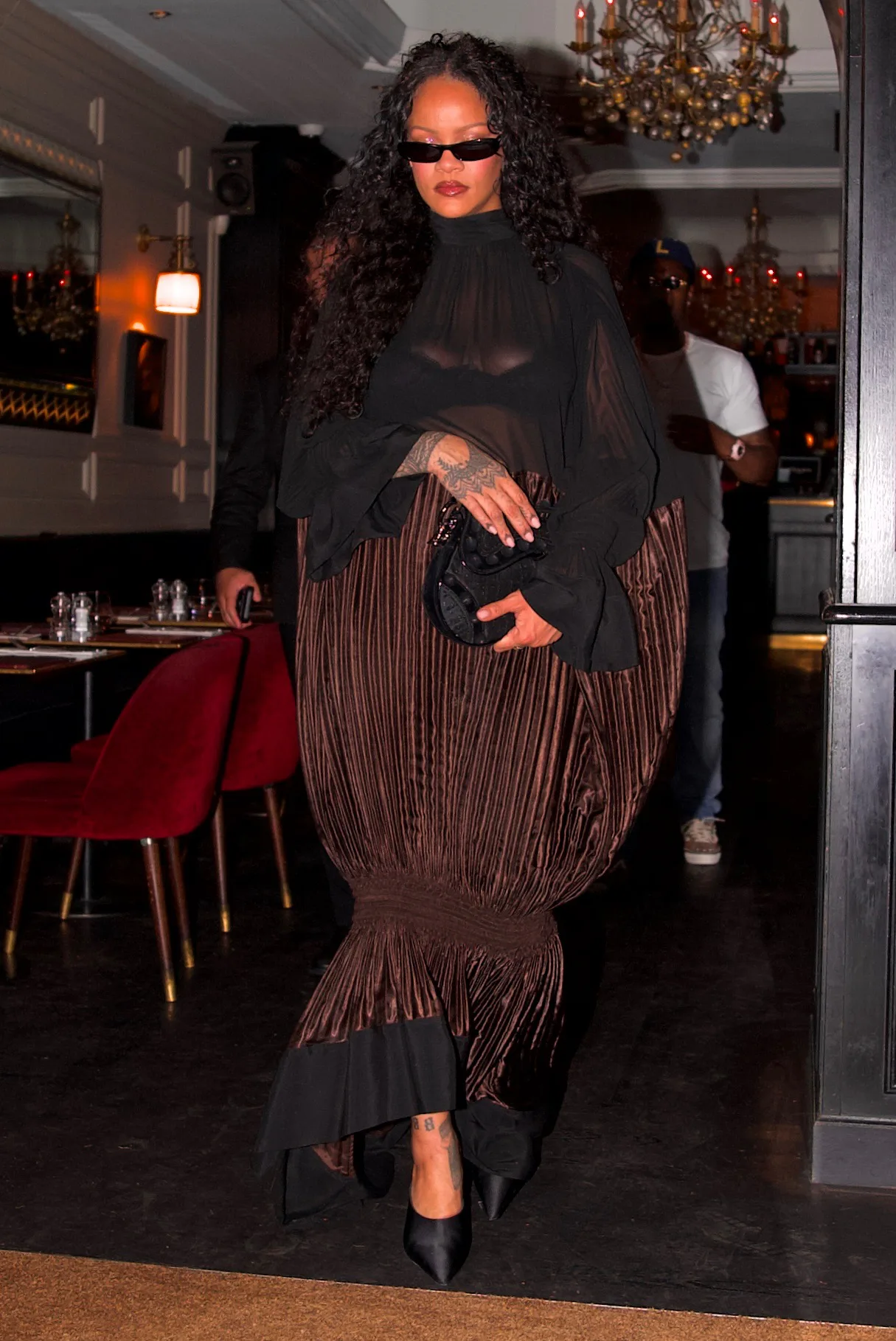 rihanna brown dress Wears a Billowing Bubble Gown for Celine Dion Concert in Paris Rihanna Fenty beauty aesthetic