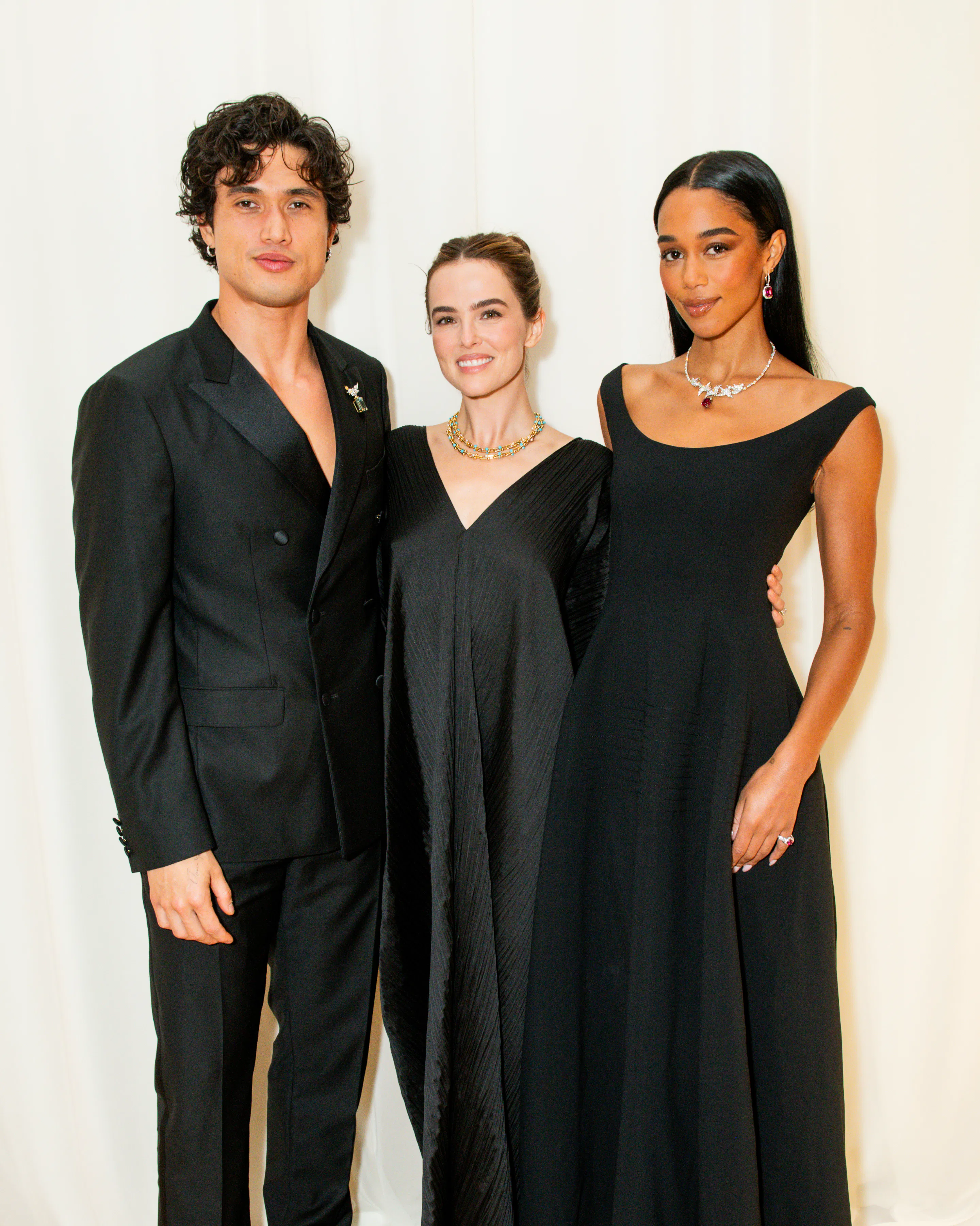Charles Melton, Zoey Deutch, and Laura Harrier. 